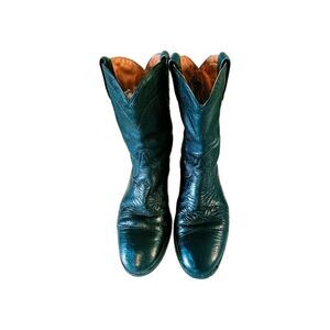 El General Neolite Black Leather Western Pull-On Mid-Calf Round Toe Boots 9